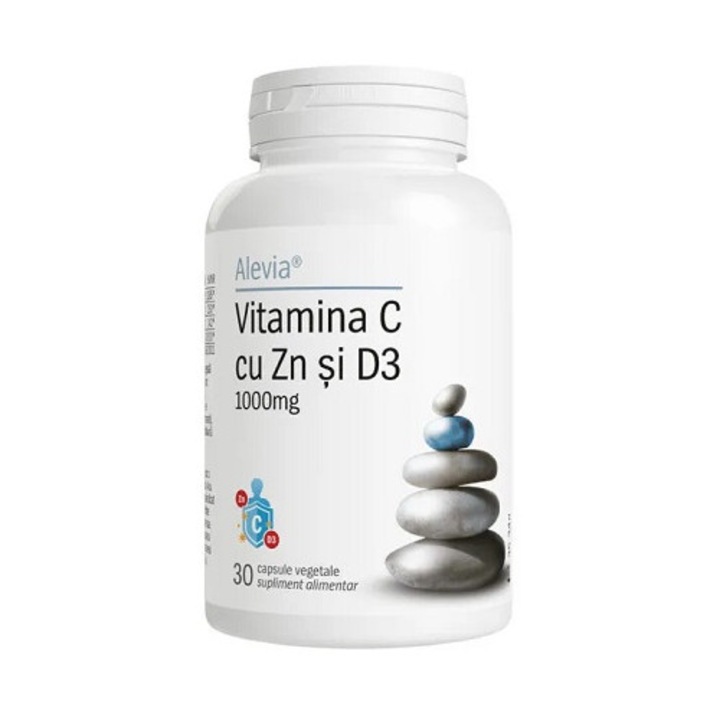 Supliment alimentar Vitamina C cu Zn si D3 1000mg, 30 capsule vegetale, Alevia