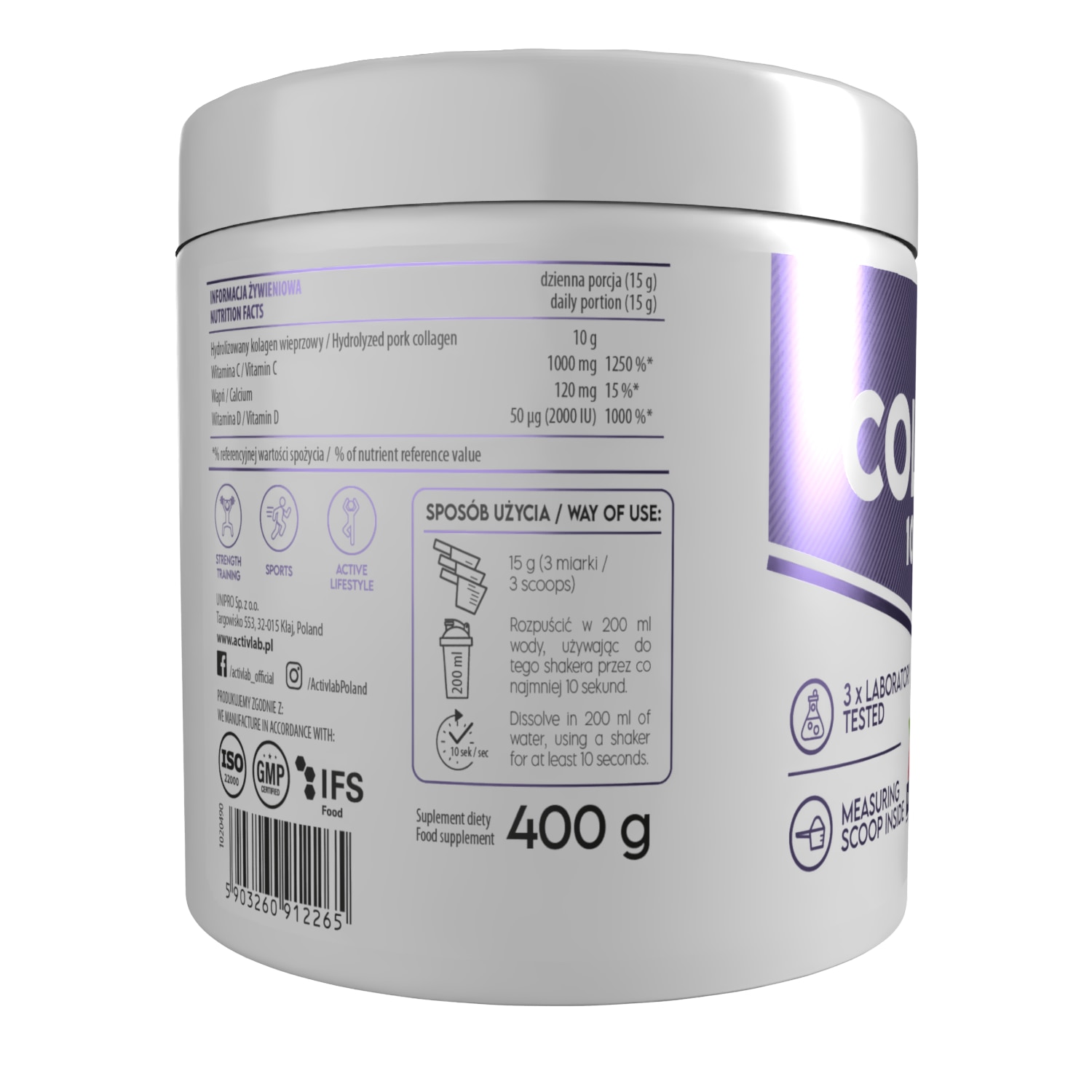 Activlab Collagen 10 000 mg хидролизиран колаген тип II на прах, 400 g ...