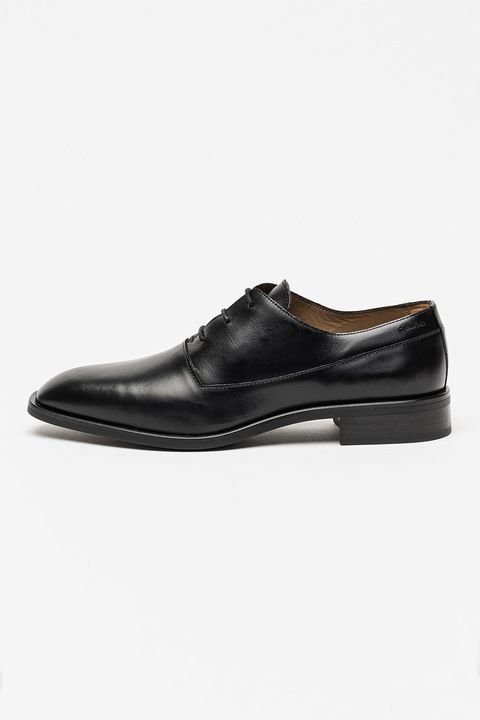 CALVIN KLEIN, Pantofi oxford din piele si varf ascutit, Negru