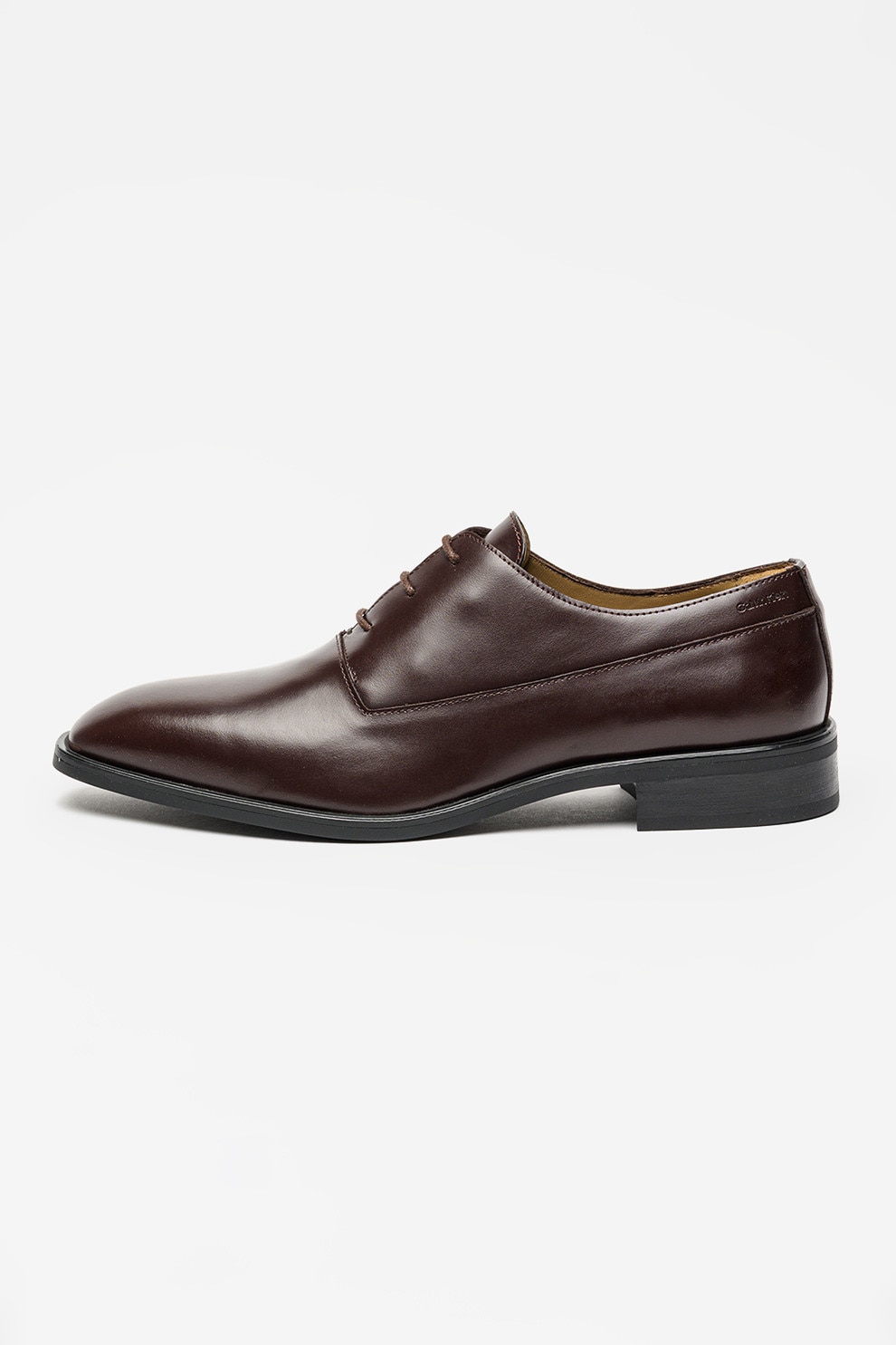 CALVIN KLEIN, Pantofi oxford din piele si varf ascutit, Maro cognac, 43
