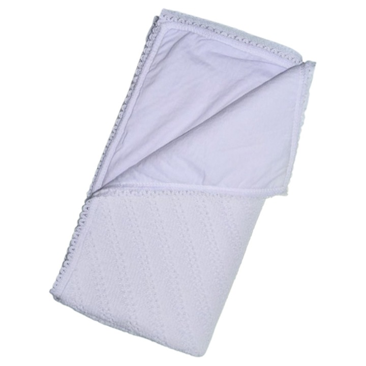 Pamut és akril takaró, 2 rétegű, 75 x 75 cm babáknak, Mini Junior PPB2A, Fehér