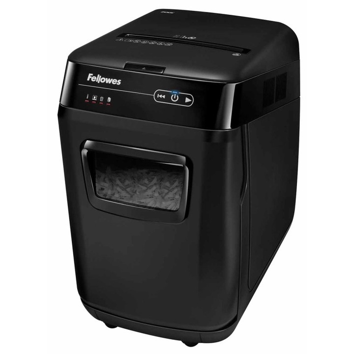 Унищожител на документи Fellowes AutoMAX 200C, капацитет за автоматично унищожаване, нарязване на ленти, 30x45см