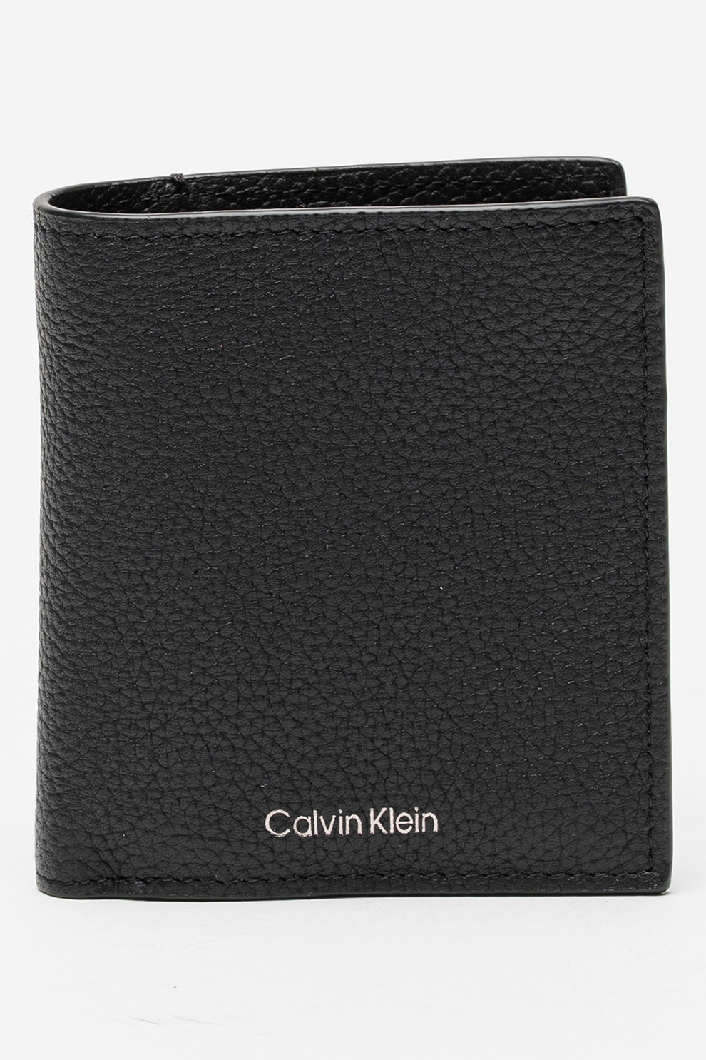 CALVIN KLEIN, Portofel pliabil de piele cu logo, Negru