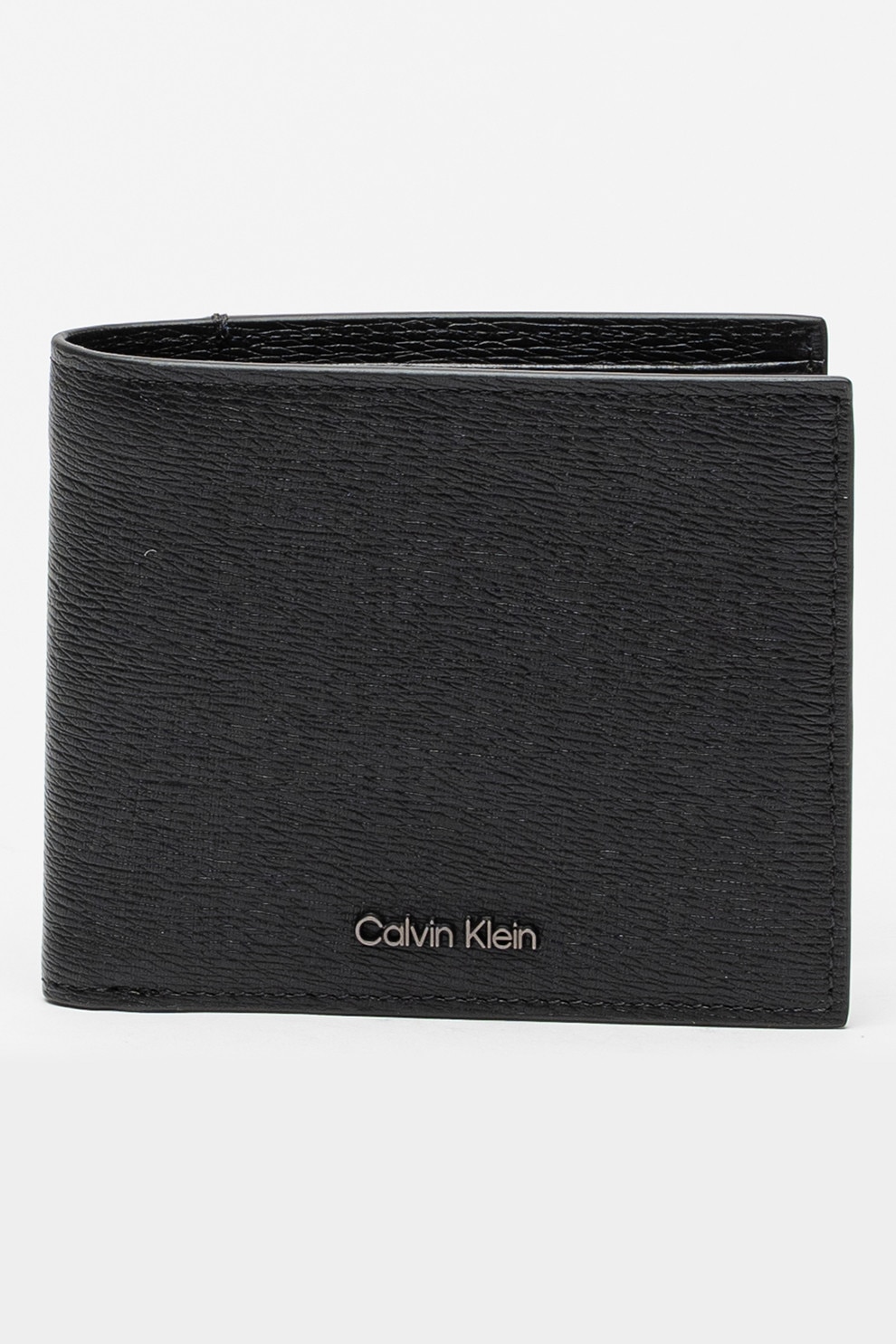 CALVIN KLEIN, Portofel pliabil de piele Saffiano, Negru