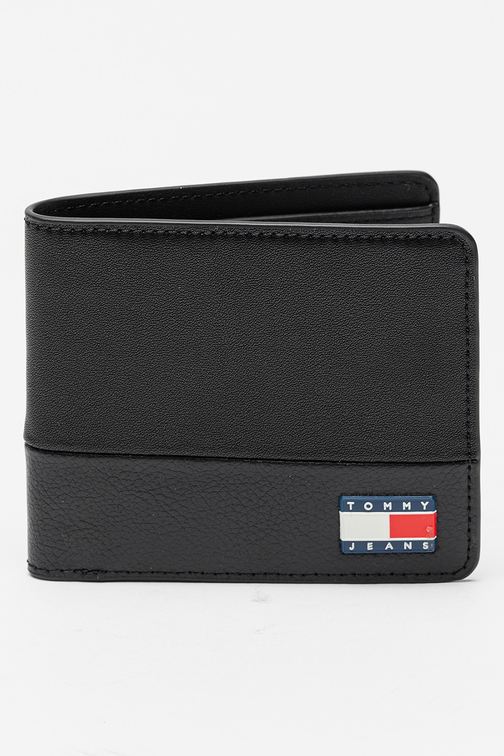 Tommy Jeans, Portofel pliabil cu aplicatie logo Heritage, Negru