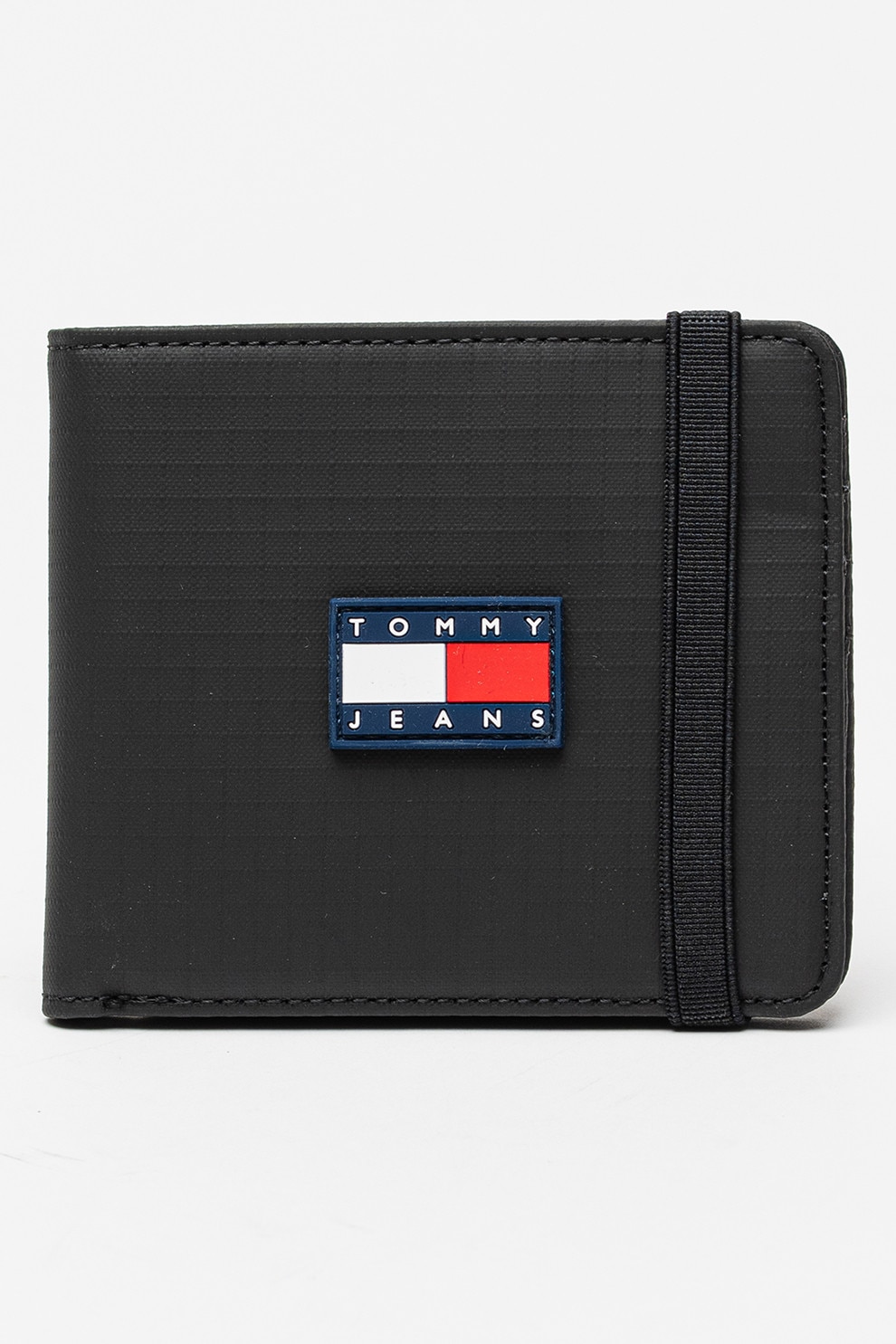 Tommy Jeans, Portofel pliabil cu bareta elastica Daily, Negru