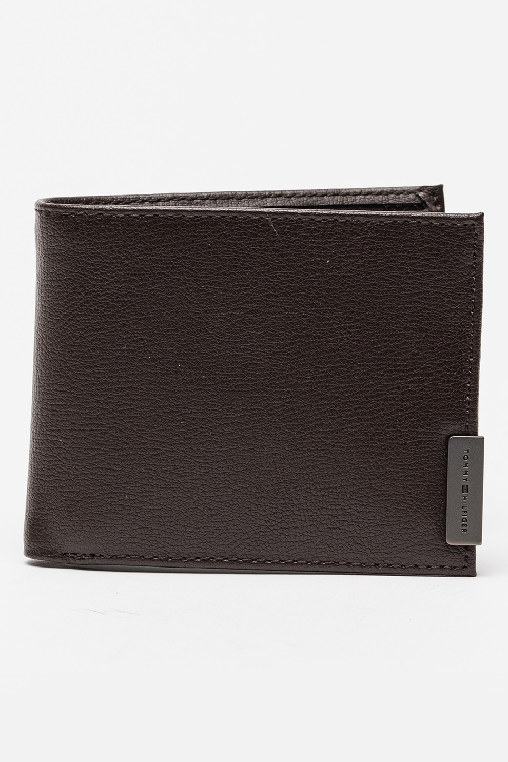 Tommy Hilfiger, Portofel pliabil din piele Hardware, Maro inchis