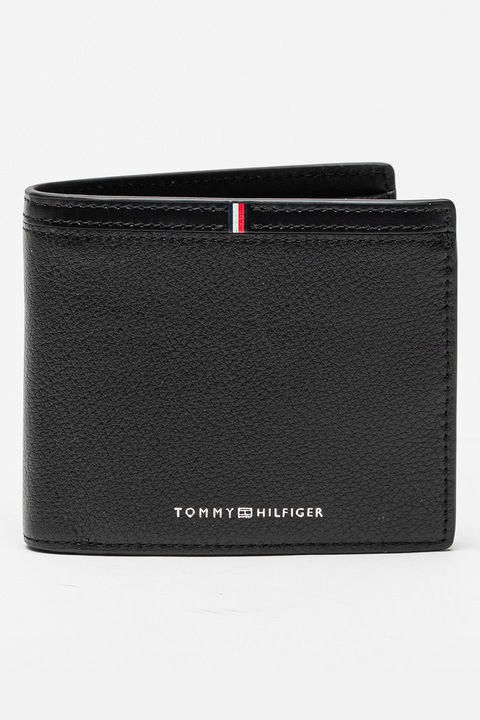 Tommy Hilfiger, Кожен портфейл Corporate с прегъване, Черен