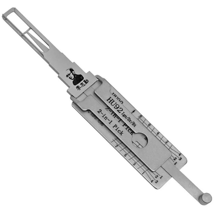 Decodor unealta auto Lishi Original HU92 2 in 1 cu ridicator simplu, pentru contact, usi si portbagaj, compatibil cu BMW / MINI / Range Rover