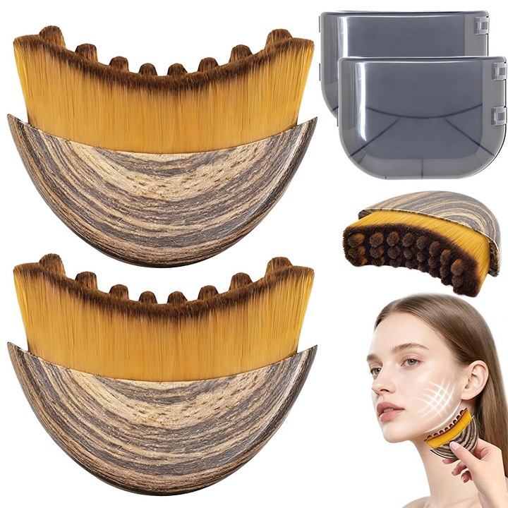 Set 2 Aparat de masaj Gua Sha, pentru drenaj limfatic, ingrijire faciala si cervicala, conturarea maxilarului, eliminarea umflaturilor, ridicarea pielii, stimularea repararii, compact si portabil, cu cutie de depozitare