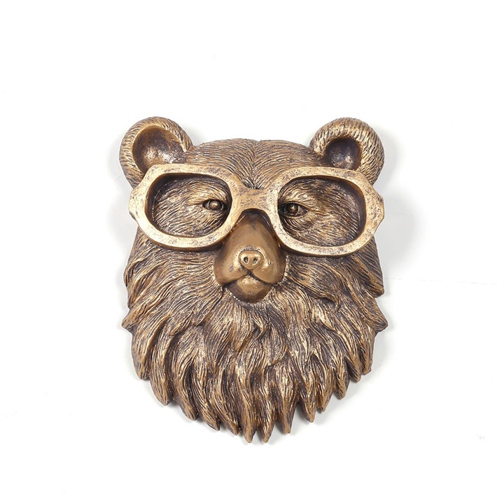 Decoratiune de perete cap de urs, sculptura din rasina, textura realista, dimensiuni diferite