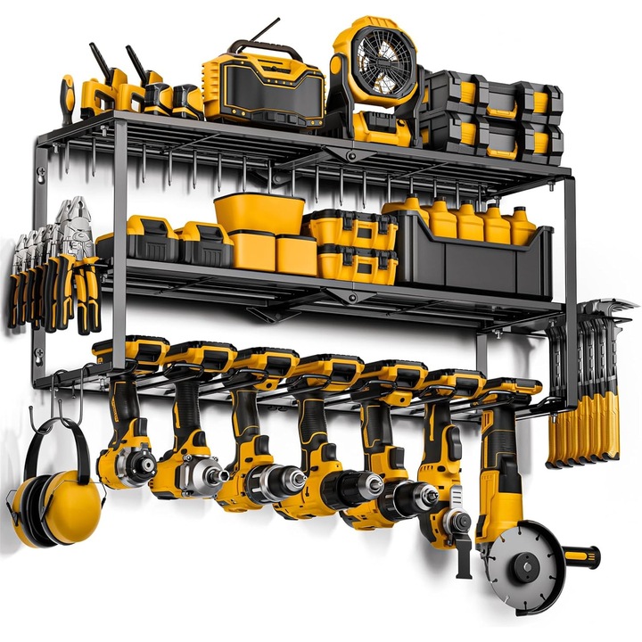 Organizator scule, Wacorresi, suport metalic pentru garaj, 4 niveluri, 66x20x30cm