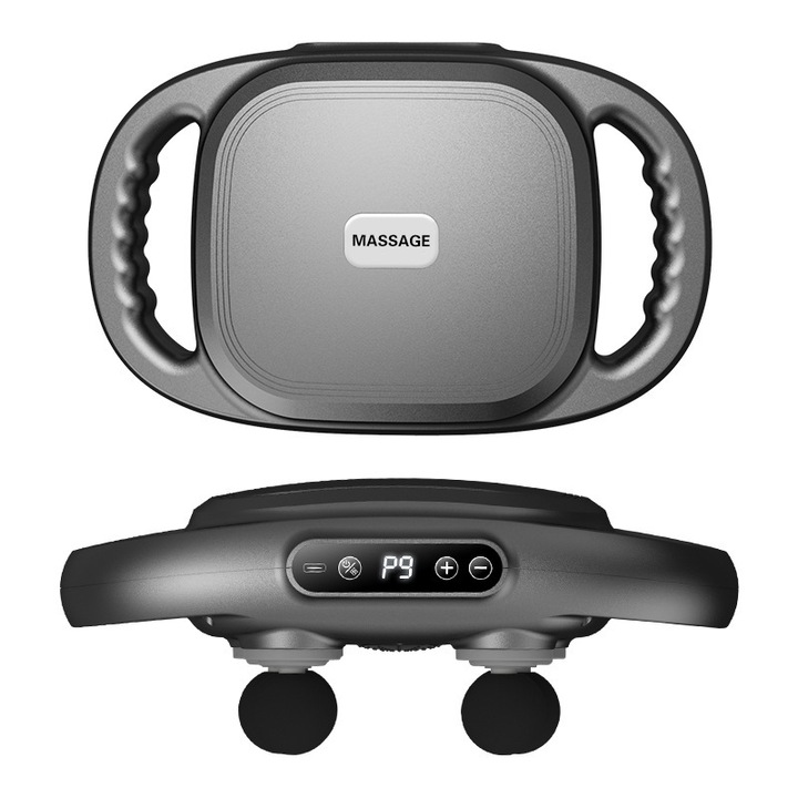 Aparat Pentru Masaj Profesional IDAMAKON cu 6 Capete 9 Programe 9 Viteze Functie Incalzire Acumulator 2000 mAh LED Display Digital Motor Puternic Brushless Pentru Relaxare si Tonifiere Musculara Alb