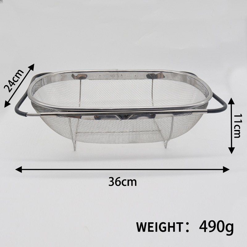 Cos Fructe Inox Cos de scurgere extensibil din inox 304, suport pentru chiuveta de ...