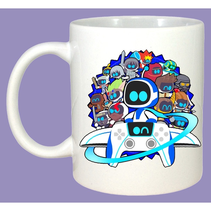 Cana Astro Bot colectie personaje univers gaming, Sarbatori, Cadou, Cri-Flo, Culoare Alb, 330 ml