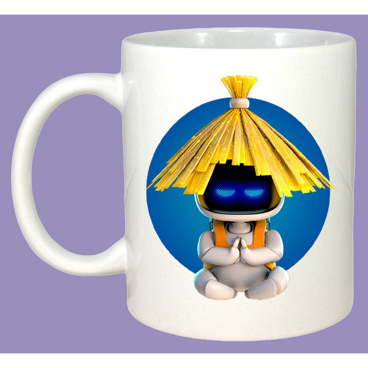 Cana Astro Bot personaj meditatie stil oriental, Sarbatori, Cadou, Cri-Flo, Culoare Alb, 330 ml