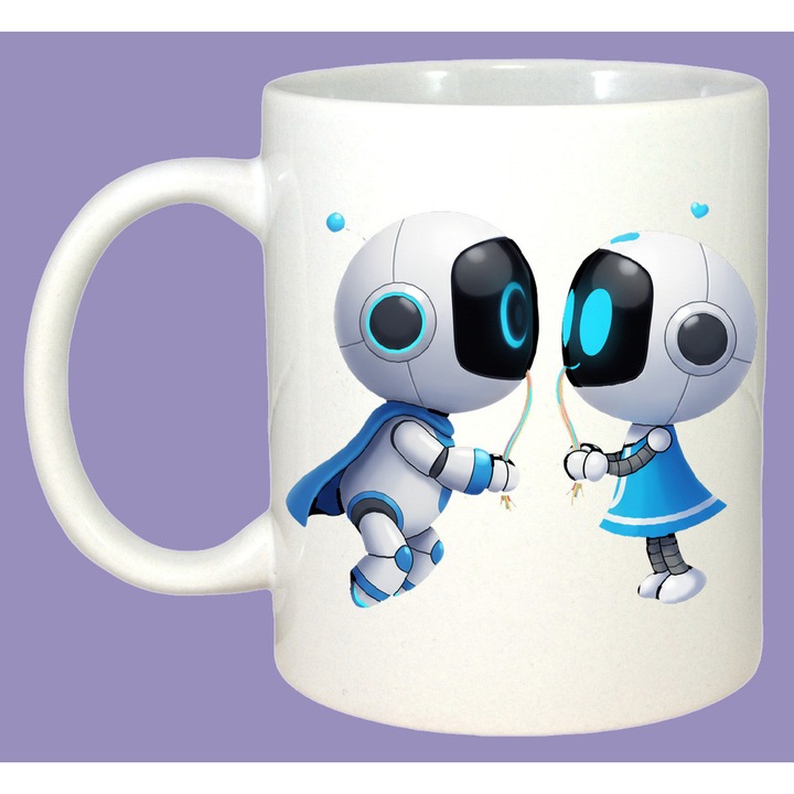 Cana Astro Bot personaje interactiune prieteni, Sarbatori, Cadou, Cri-Flo, Culoare Alb, 330 ml