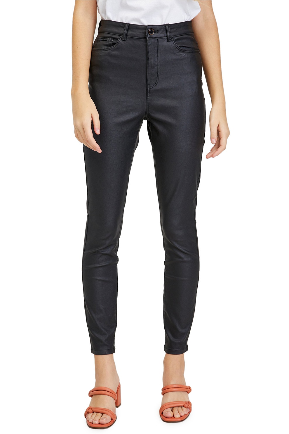 ORSAY, Pantaloni skinny cu talie inalta, Negru, 34