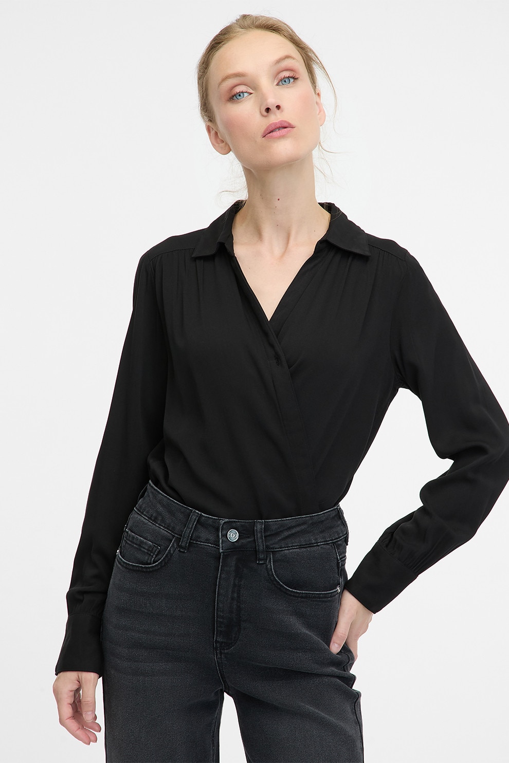 ORSAY, Camasa uni cu maneci lungi, Negru, 36