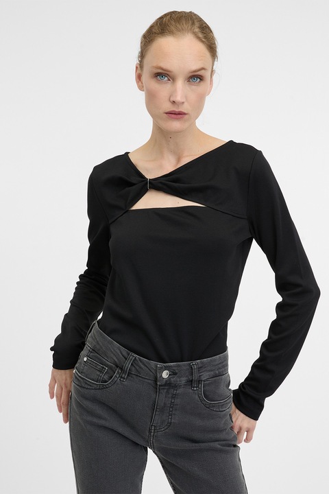 ORSAY, Bluza cu decolteu in V si decupaj pe piept, Negru