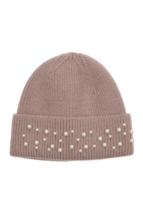 ORSAY, Caciula elastica cu perle sintetice, Alb fildes, Maro taupe