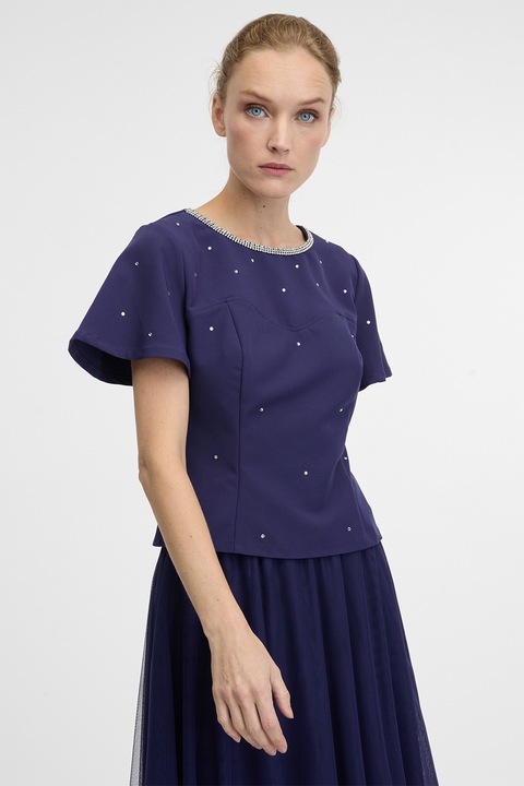 ORSAY, Bluza cu strasuri, Albastru indigo