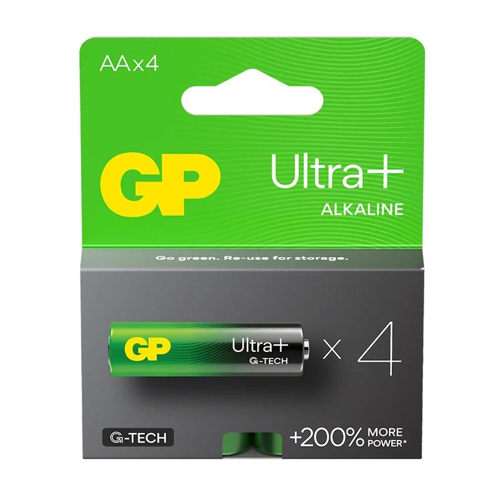 Baterii AA/LR6 GP ReCyko Ultra+ Alkaline, set 4 bucati