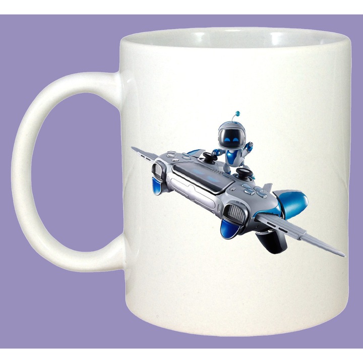 Cana Astro Bot avion futurist din joc 2, Sarbatori, Cadou, Cri-Flo, Culoare Alb, 330 ml