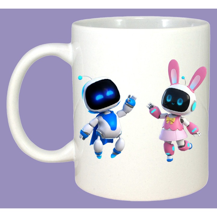 Cana Astro Bot personaje prieteni joc video, Sarbatori, Cadou, Cri-Flo, Culoare Alb, 330 ml