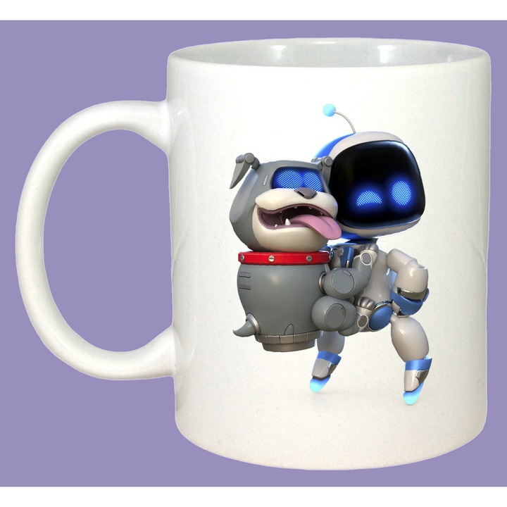 Cana Astro Bot cu caine robot personaj joc aventura, Sarbatori, Cadou, Cri-Flo, Culoare Alb, 330 ml