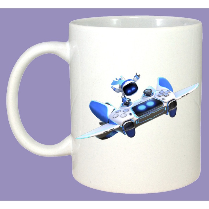 Cana Astro Bot avion futurist din joc, Sarbatori, Cadou, Cri-Flo, Culoare Alb, 330 ml