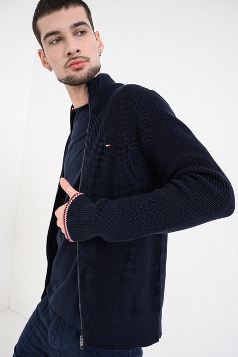 Tommy Hilfiger, Жилетка с цип и паднали ръкави, Ултрамарин синьо