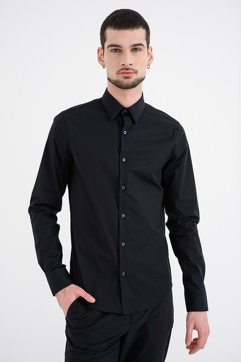 CALVIN KLEIN, Camasa extra slim-fit cu model uni, Negru