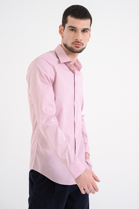 CALVIN KLEIN, Раирана слим риза, Червен/Прашно розово