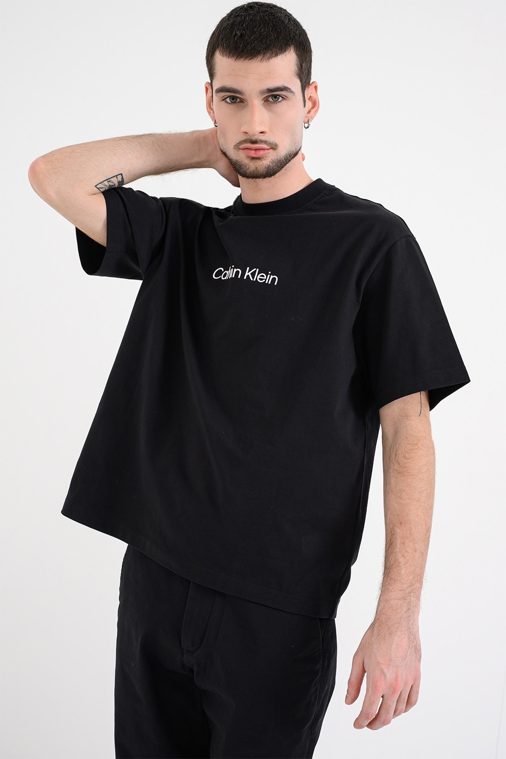 CALVIN KLEIN, Tricou cu imprimeu logo, Negru, XL