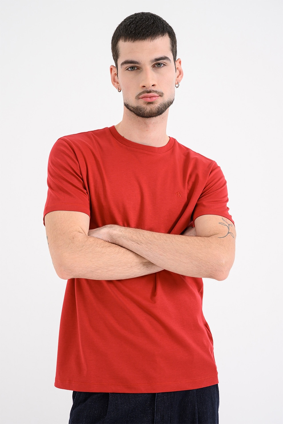 CALVIN KLEIN, Tricou regular fit cu decolteu la baza gatului, Rosu, M