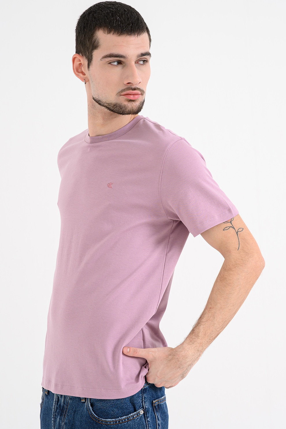 CALVIN KLEIN, Tricou regular fit cu decolteu la baza gatului, Roz inchis, L
