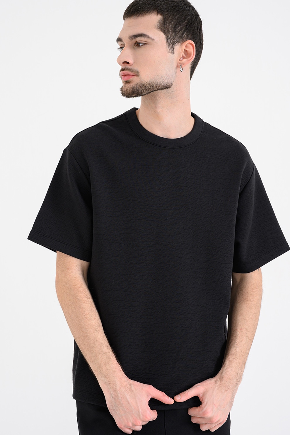 CALVIN KLEIN, Tricou lejer din amestec de modal, Negru, M