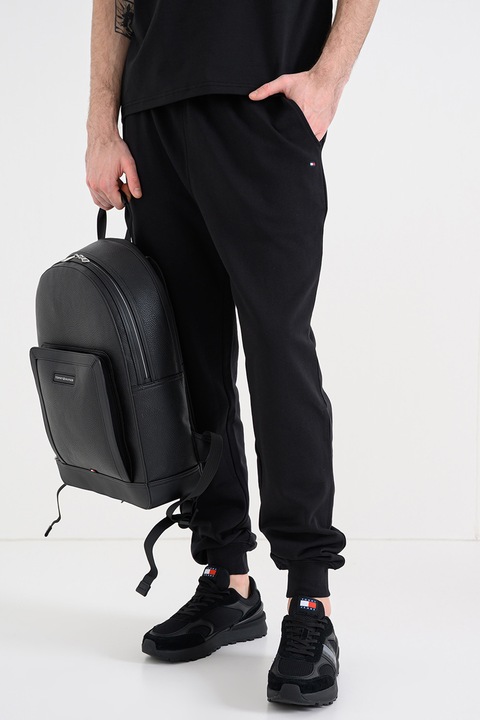 Tommy Hilfiger, Pantaloni de trening cu buzunare oblice, Negru, L