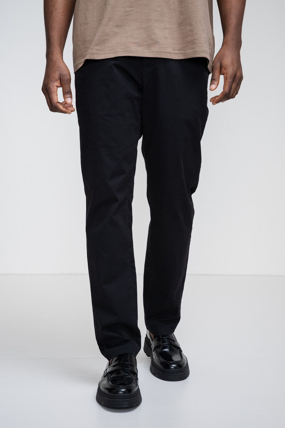 Tommy Hilfiger, Pantaloni conici cu model uni, Negru, W34-L32