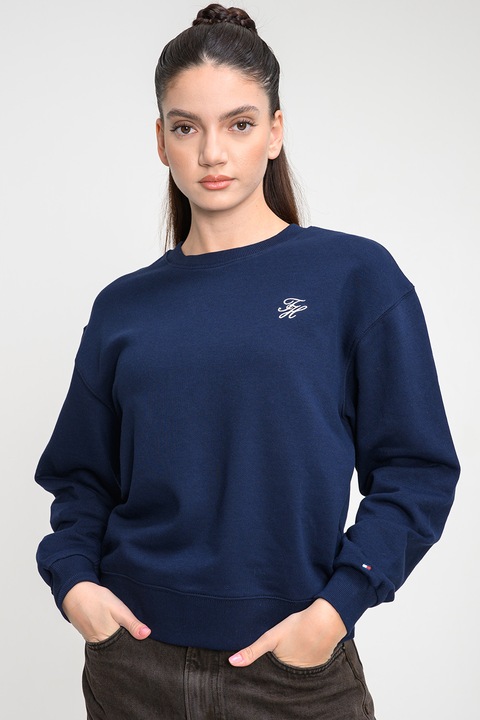 Tommy Hilfiger, Bluza de trening cu maneci cazute, Bleumarin