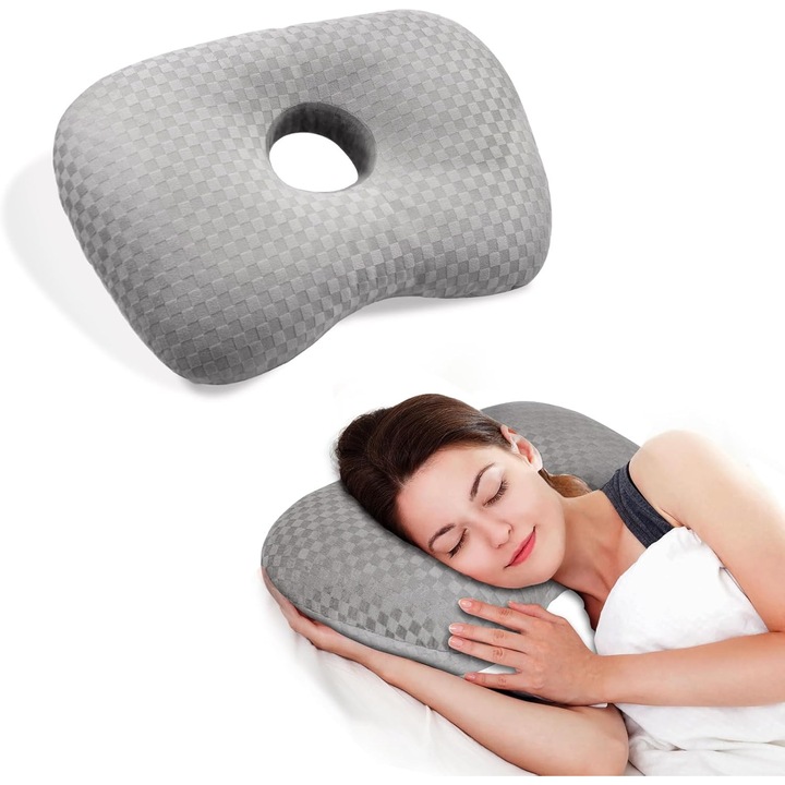 Perna ergonomica cu deschidere de 3.5in, Bedee, design curbat, ajustabil, gri, 47x32x10cm