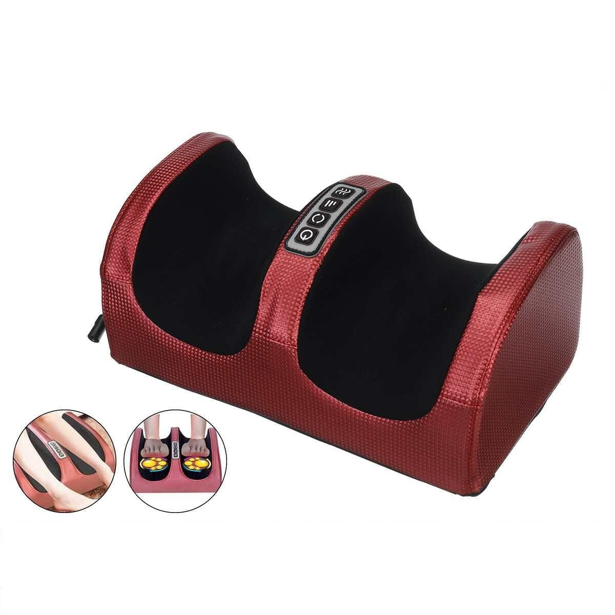 Aparat de Masaj Macvi® pentru Picioare si Gambe cu Caldura, Masaj Shiatsu cu Role pentru Tesuturi Profunde, Alimentare la Priza, Reducere Durere, Circulatie Sanguina Imbunatatita, Material PU