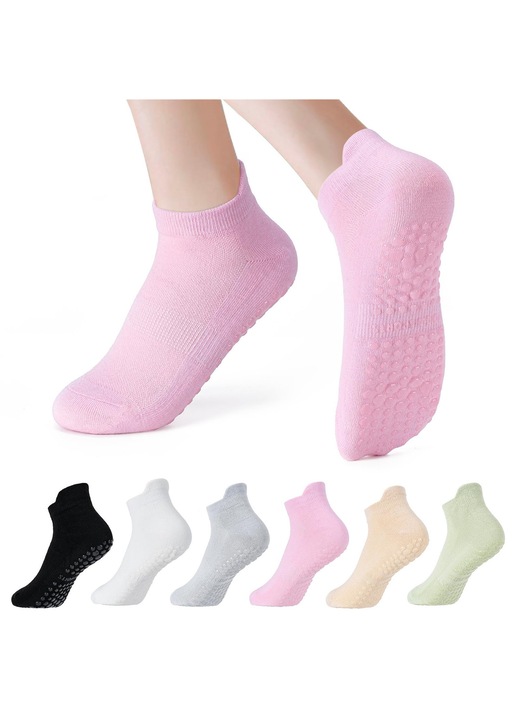 Set 6 Perechi de Sosete Yoga Femei, MorFansi®, Antiderapant, Respirabile, Unisex, Marime 35-42, Pentru Barre, Dans, Spital, Uz Casnic