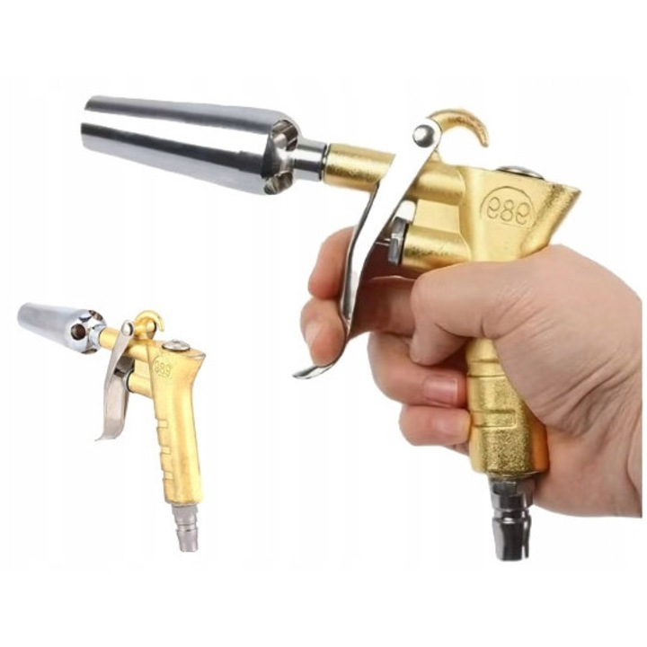 Tajfun Pneumatikus Tisztítópisztoly, Fém, Ergonomikus, Arany/Ezüst, 10x10x5cm, Szett