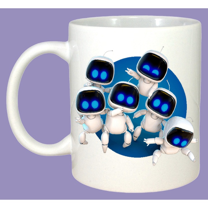 Cana Astro Bot grup personaje joc video, Sarbatori, Cadou, Cri-Flo, Culoare Alb, 330 ml