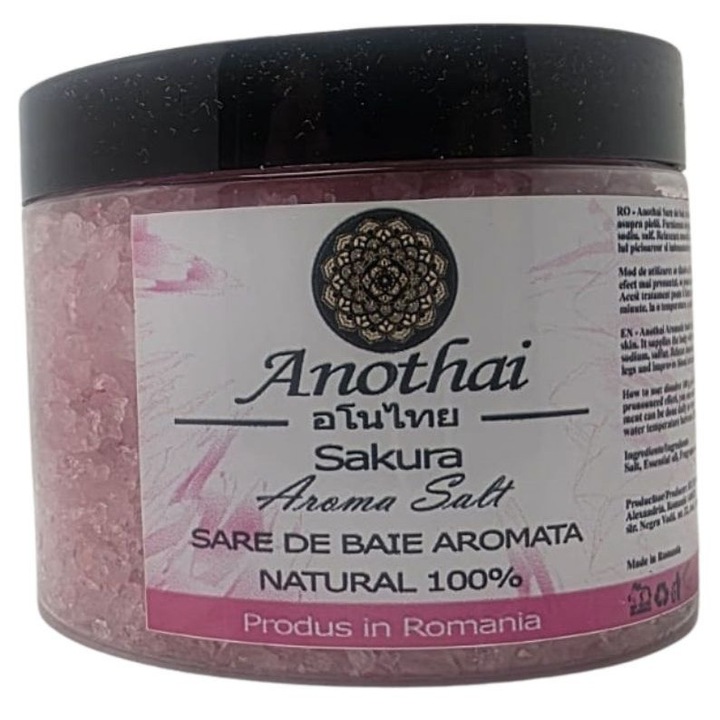 Sare de baie Anothai, Sakura, 300 g, – roca de sare premium, aromaterapie de lux, relaxare profunda