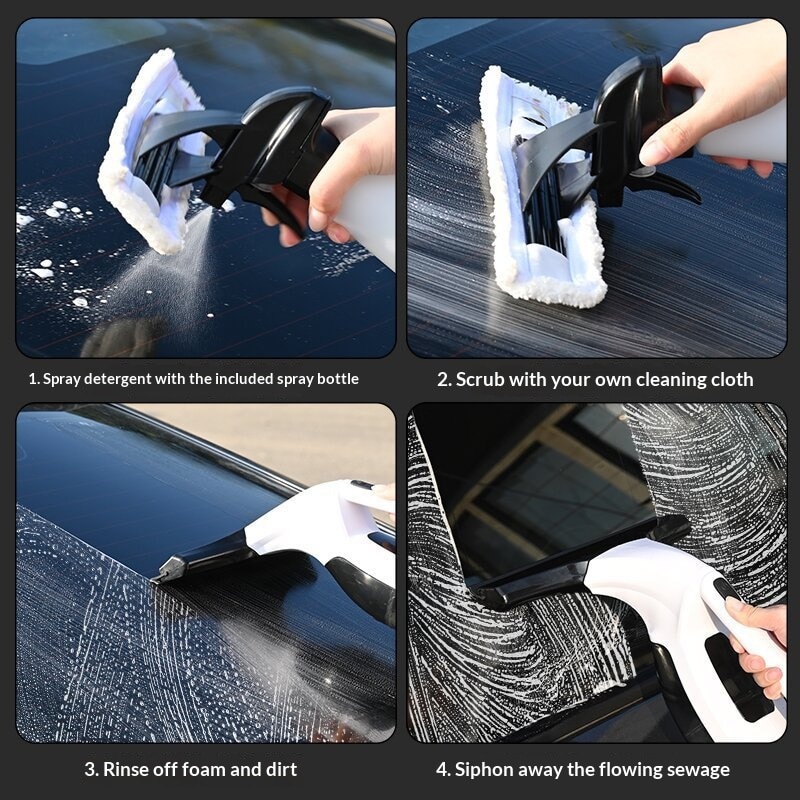 Aspirator geamuri Omelivon, cu squeegee si sticlă pulverizatoare, acumulator, 2000Pa, 150ml