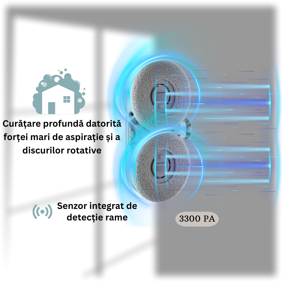 Robot Curatare Geamuri, Vendra, Robot Spalat Geamuri Cu Pulverizare Bidirectionala, Aspirator Geamuri Cu Control Prin Aplicatie Si Telecomanda, Alb