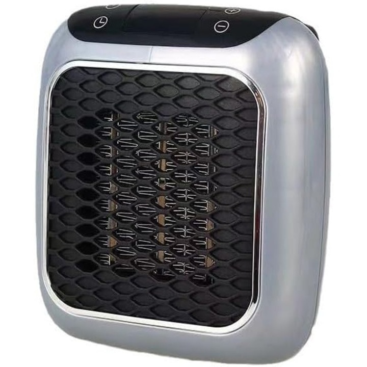 Macvi® elektromos hőlégfúvó aljzathoz, 800W, falra szerelhető, állítható termosztát 15–35°C, 12 órás időzítő, LED kijelző, automata kikapcsolás, szürke